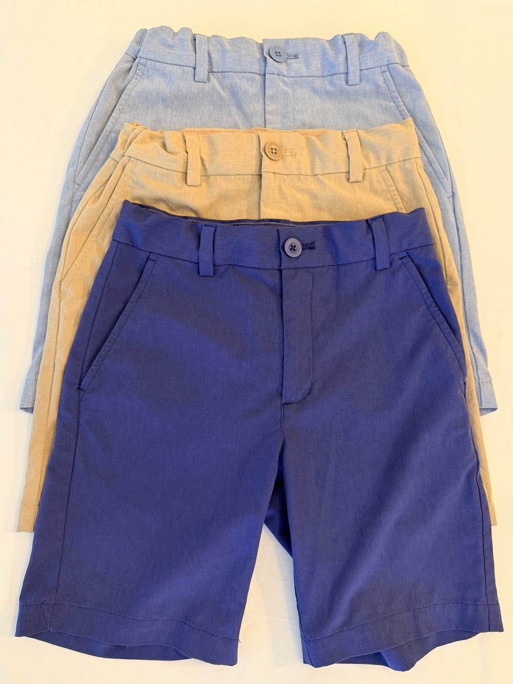 Vineyard Vines Boys’ Lightweight Performance Shorts Royal & Light Blue, & Khaki